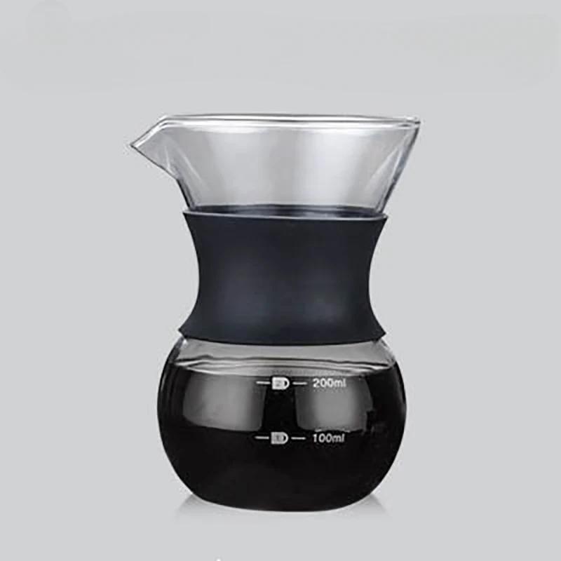 Coffee Hand Brewing Pot Made of High Borosilicate Transparent Glass Stainless Steel Coffee Filter Durable Coffee Drip Pot