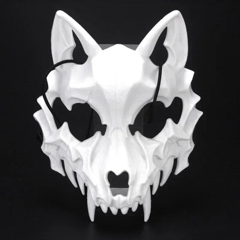 Maschera Teschio Festa Denti Lunghi Demone Scheletro Mezza Maschera Lupo Drago Tigre Maschera Houjuu Nue Cosplay Halloween Accessori Costume
