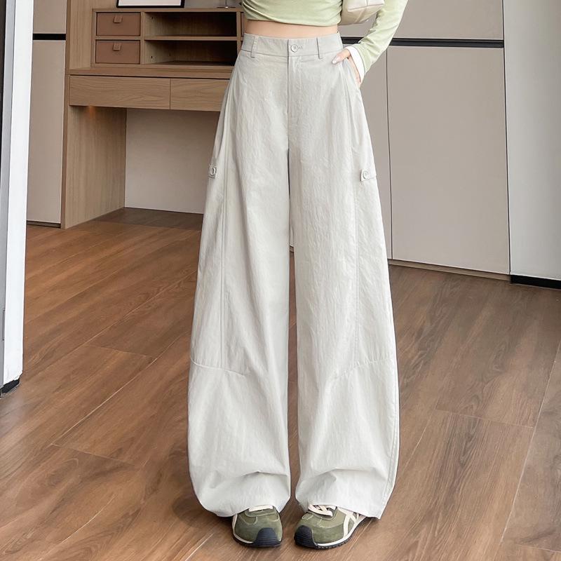Dark Blue High-Waisted Wide-Leg Pants for Women - Spring/Autumn 2026 Collection Small