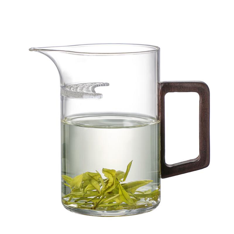 Borosilicate Glass Fair Cup with Wooden Crescent Handle