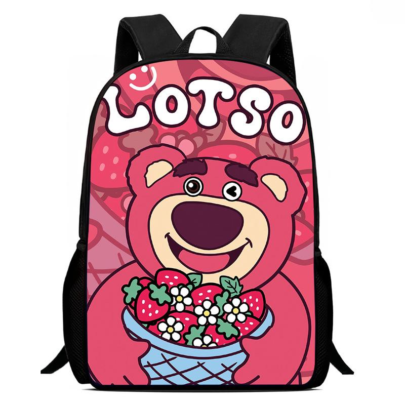 Strawberry Bear School Bag High Definition Printing Multi-Function Oxford Lightweight Backpack