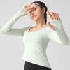Yoga clothes new long-sleeved nude high elastic sports t-shirt women's one-piece fixed cup high-end fitness clothes spring and summer