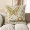 Home Decor Golden Butterfly & Floral Patterned Pillow Cover Pattern Cushion Cover Suitable For Sofa Bedroom Car Pillow Cover