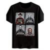 Men's Horror Icons Graphic Print T-Shirt - Black Casual Short Sleeve Round Neck Summer Tee with Freddy Krueger, Jason,
