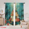 2pcs  2D plane printing Curtains&Window Treatment Christmas Tree Stars Gift Polyester Easy Install (without rod) Room Decor Use