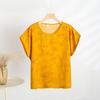Elegant Cotton Jacquard Slimming Short-Sleeve T-Shirt for Women