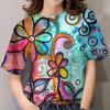 Vintage Butterfly Flowers 3D Print T-shirts Women Streetwear Summer Fashion Short Sleeve T Shirt O-neck Tees Tops Women Clothing