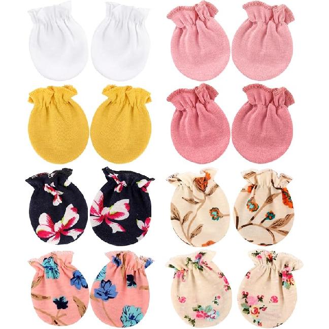 BQUBO Newborn Infant Toddler Mittens No Scratch Cotton Elastic Wrist Gloves Hypoallergenic for 0-6 Months Baby Boys Girls