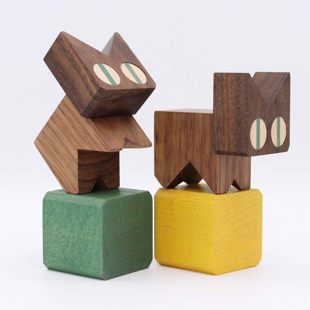 Komamugu Toy Cat Block Set of 2 (Black Cat)