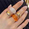 4Pcs/Set Vintage Smooth Water Drop Open Rings For Women Bohemia Colorful Resin Acrylic Round Joint Rings Jewelry Gift