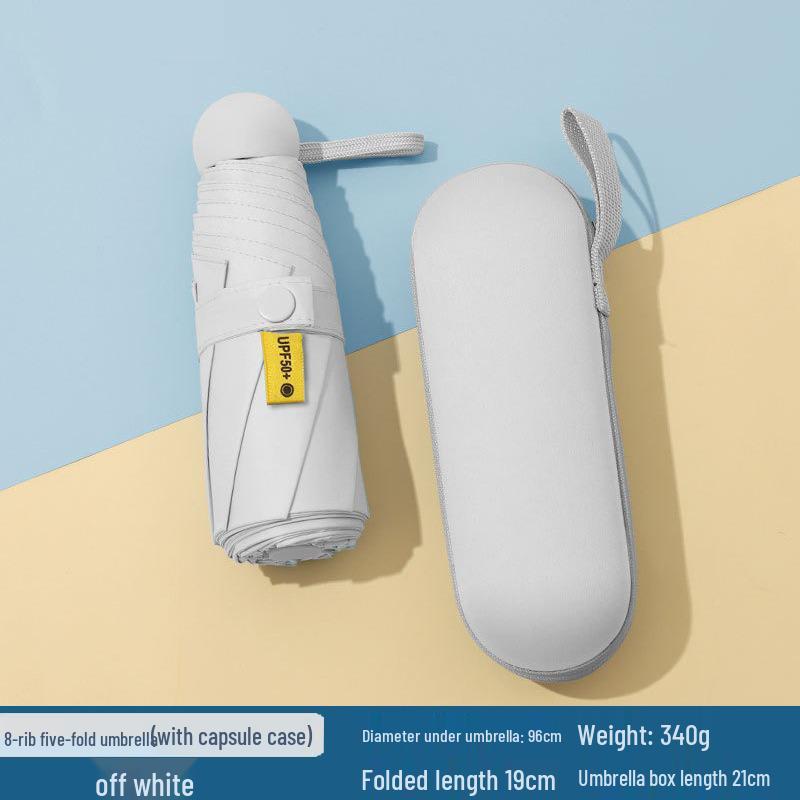 Women's Dual-Use Mini Umbrella: Compact Five-Fold Design, Thickened Fabric, Black Glue for UV Protection, Custom Logo Option