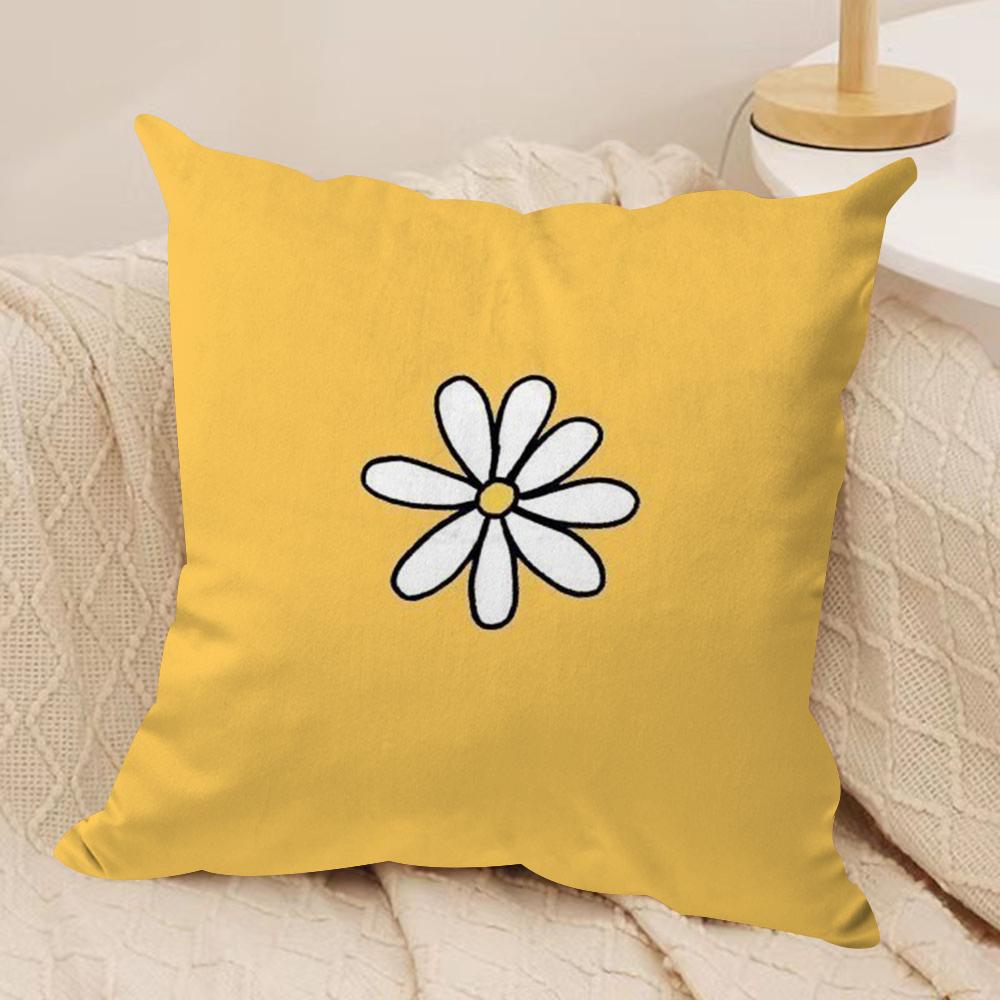 Yellow Printed Cushion Cover Soft Plush Throw Pillow Cover DoubleSided Decorative Cushion Case Sofa Bedroom Home Decor