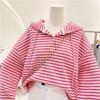 Women's Retro Striped Hooded Sweatshirt - Spring/Autumn 2021 Trend, College Style, Versatile & Loose Fit