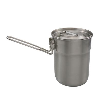 Camping Cup Stainless Steel Coffee Mug Portable Cooking Pot 1L with Lid Folding Handle for Camping Picnic Hiking Backpacking