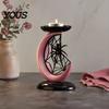 Creative Resin Craft Gift Halloween Pink Moon Spider Candle Holder, Sweet Dark Aesthetic Tray for Exquisite Ornament Pillar Candles, Gothic