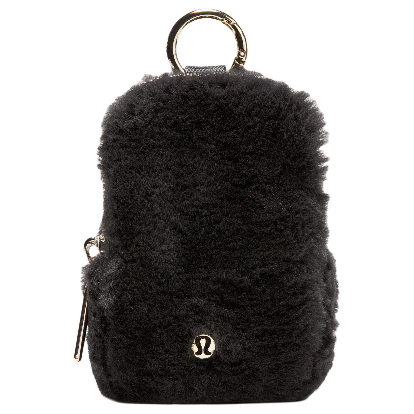 Lululemon Clippable Solid Color Plush Zipper Pouch Unisex Pouch Black Gold LU9C85S-3385 Black & Gold