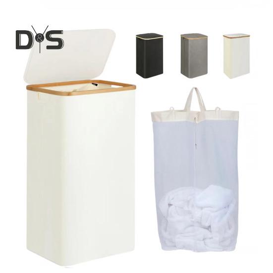 Laundry Hamper with Inner Pocket Large Capacity Moisture-Resistant Foldable Design Dirty Clothes Hamper Slim Laundry Basket