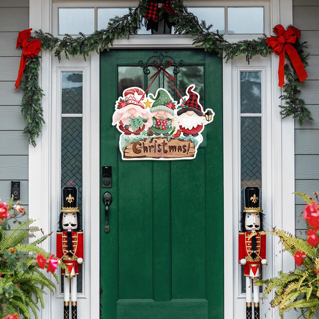 Door Christmas Festive Hanging Decor Accessories With Paper Flower Wreaths