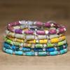 Türkis Röhrenperlen Armband – Silber Akzent Verstellbar Zierlicher Schmuck, Schutz Glück Geschenk für Männer & Frauen