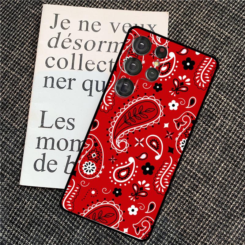 Red Bandana Paisley Case For Samsung Galaxy S25 Ultra S20 S21 S22 S23 S24 Ultra S9 S10 Plus S25 FE Back Cover