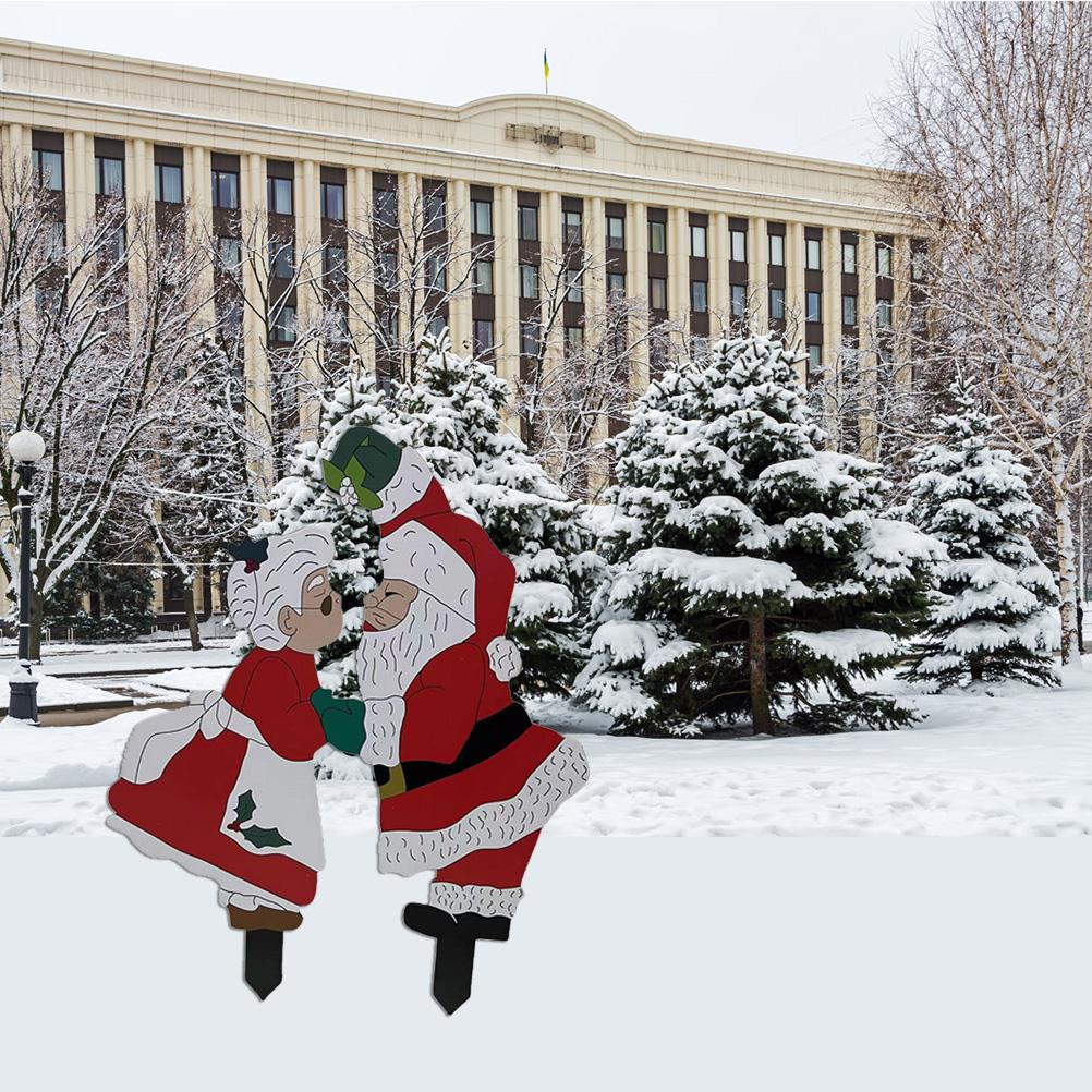 Jul Gårdsskyltar Trädgårdspinnar Jul Tomte Gräsmatta Dekorationer Trädgård Träpinnar Gräsmatta Dekorationer Gårdsskyltar