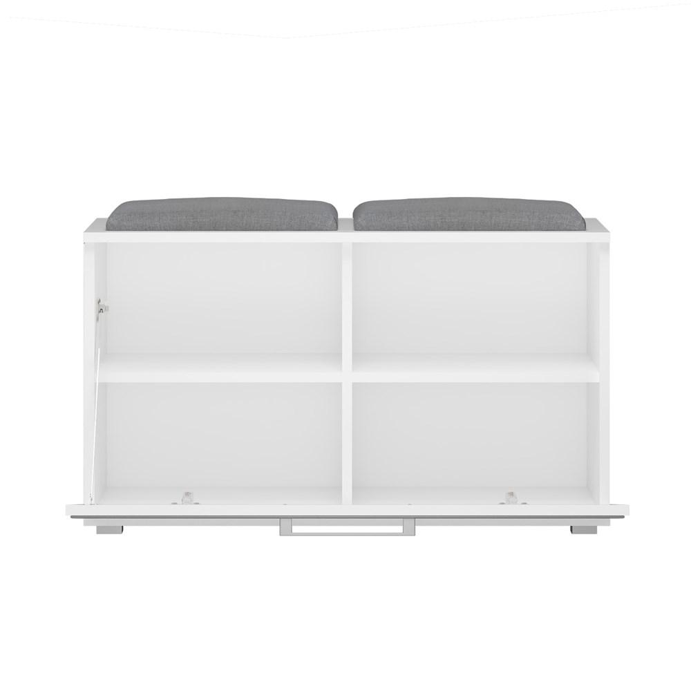 Opal White Shoe Cabinet Seat 4 Shelves For Hallway For Shoes For Home For Office