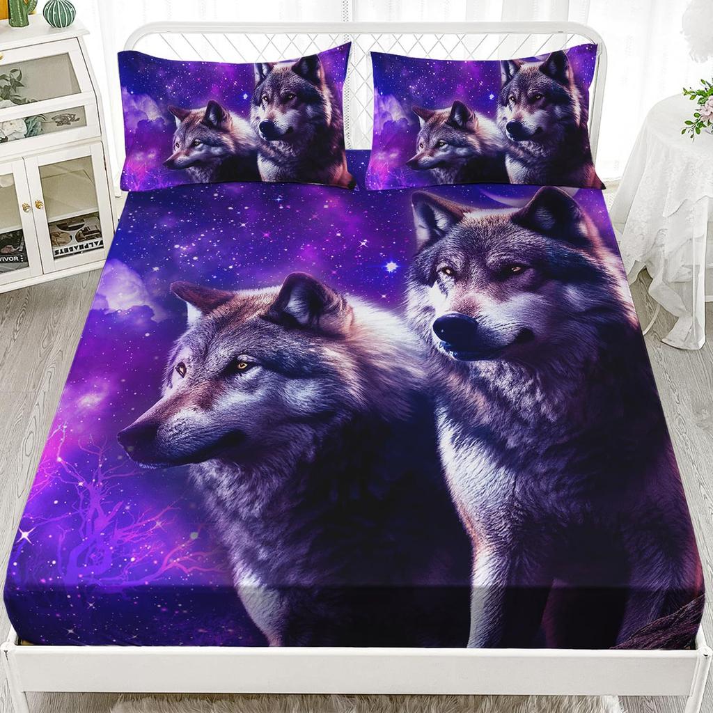 Forest Animal Pattern Mattress Three-Piece Digital Printing Mattress Bedding Set Adult Children