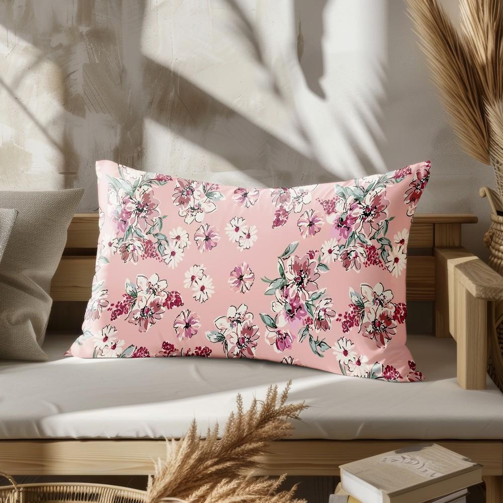 Heimdeko Buntes Blumenmuster Kissenbezug Geeignet für Sofa Schlafzimmer Auto Kissenbezug Kissen Rechteckiges Rückenkissen