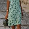 Women's Summer T Shirt Dress Casual Floral Print V Neck Short Sleeve Mini Dress Loose Beach Vacation Sundress
