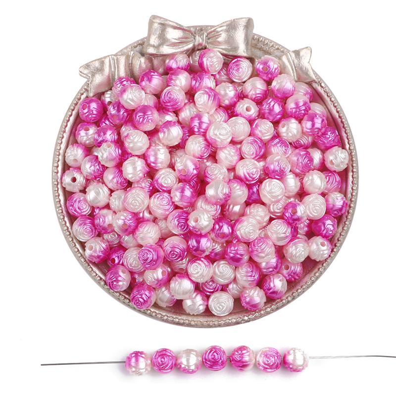 100pcs/bag Color Gradient Rose Beaded DIY Handmade Bracelet Necklace Earrings Jewelry Accessories