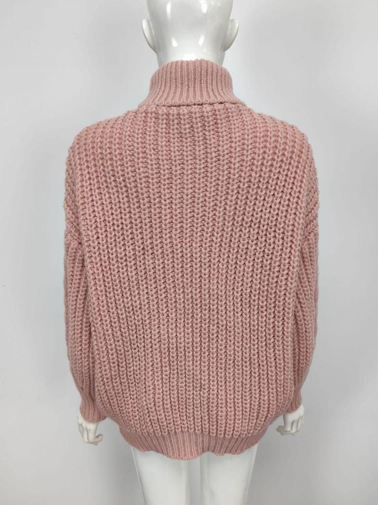 European & American Style Solid Color Cable Knit Turtleneck Sweater - Versatile Autumn/Winter Pullover