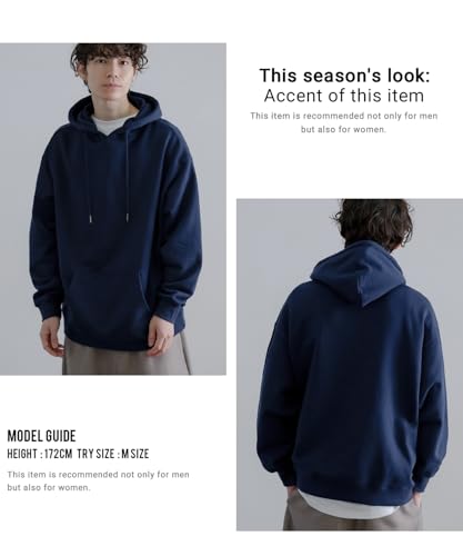 Improves Men's Navy Pullover Hoodie, Solid Fleece Lining, SIDE23-089