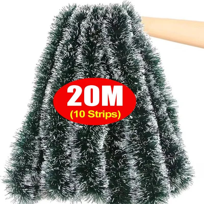 Christmas Tinsel Ribbons Green Cane Ribbon Garland Xmas Tree Hanging Pendent Wreath Ornaments New Year Party Home Decoration
