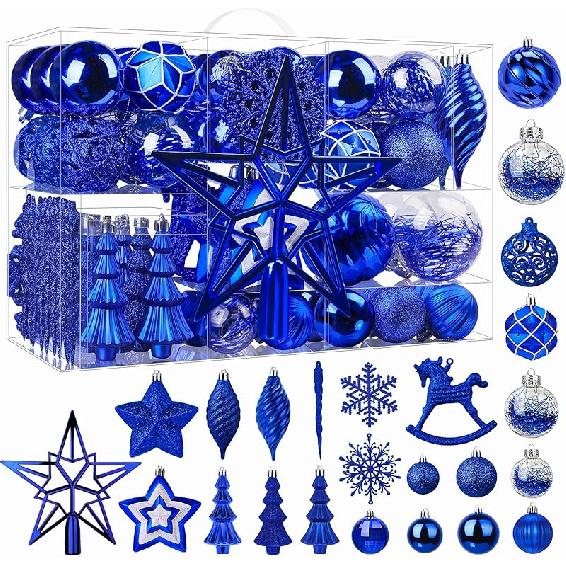 SHareconn 100pcs Christmas Tree Decorations Ornaments Set, Shatterproof Plastic Baubles Decorative Balls for Xmas Tree Decor Holiday Wedding Party,