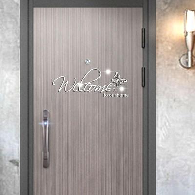 62KD Acrylic Mirror Wall Stickers Welcome To Our Home English Letters Wall Stickers