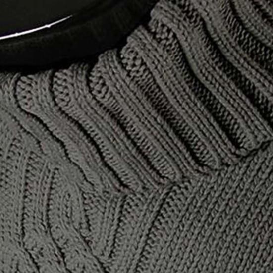 Men Slim Sweater Ribbed Cuffs Leisure High-necked Solid Color Warm Knitted Tops Daily Wear