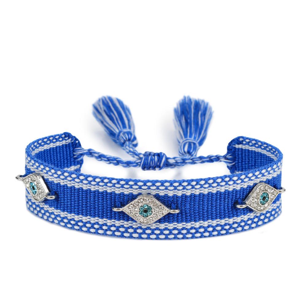 Handmade Braided Blue Evil Eye Bracelet - European & American Style Lucky Charm for Women
