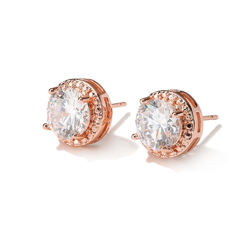 RAKOL Korean Style Geometric Zircon Stud Earrings