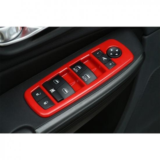 Car Window Lift Switch Button Trim Cover Decor for 2011+ Jeep Grand Cherokee Red