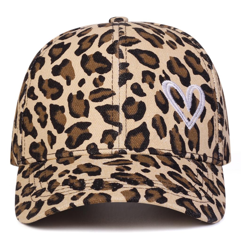 Baseball Print Leopard Stitching Embroidered Love Neutral Gender Women Men For Caps Spring Autumn Outdoor Adjustable Casual Hats Sunscreen Hat