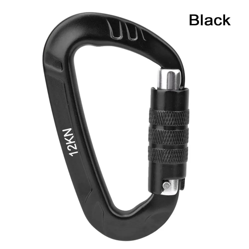 12KN Outdoor Automatic Lock Buckle D Shaped Carabiner Clasp Keyring Clip Sports Rope Buckle Water Cup Buckle Climbing Tools