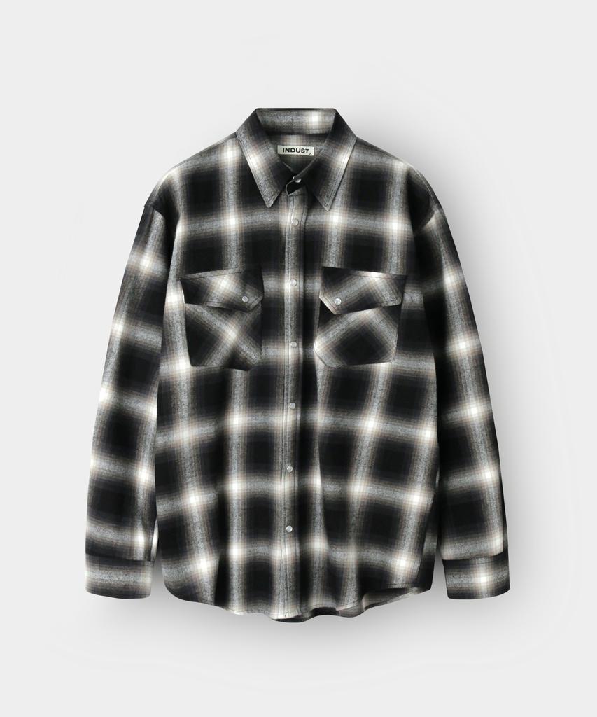 INDUST Big Check Ombre Snap Shirt_Purple