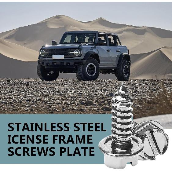 WZP 8 PCS License Plate Screw Kit, Stainless Steel Bolt Fasteners, Hexagon Head Rustproof Self Tapping Mounting Bolts, Universal for Front Rear