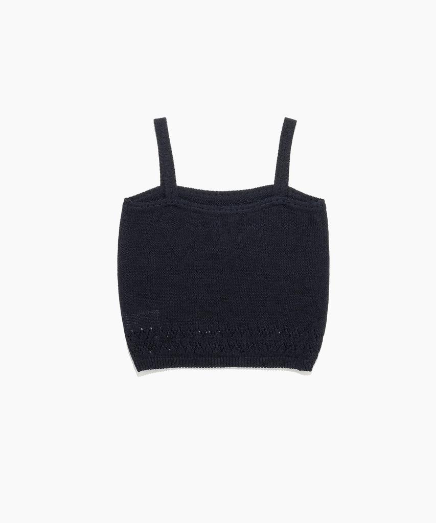 Tudument Punching Sleeveless Knit Top Navy