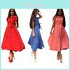 Elegante Abito Lungo da Donna con Opzioni Colorate in Tessuto Misto Cotone per l'Estate