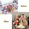 Large Capacity DIY Doll Storage Bag for Sofa Transparent PVC Toy Organizer Box Cushioned Seat Space-Saving Multifunctional Stool