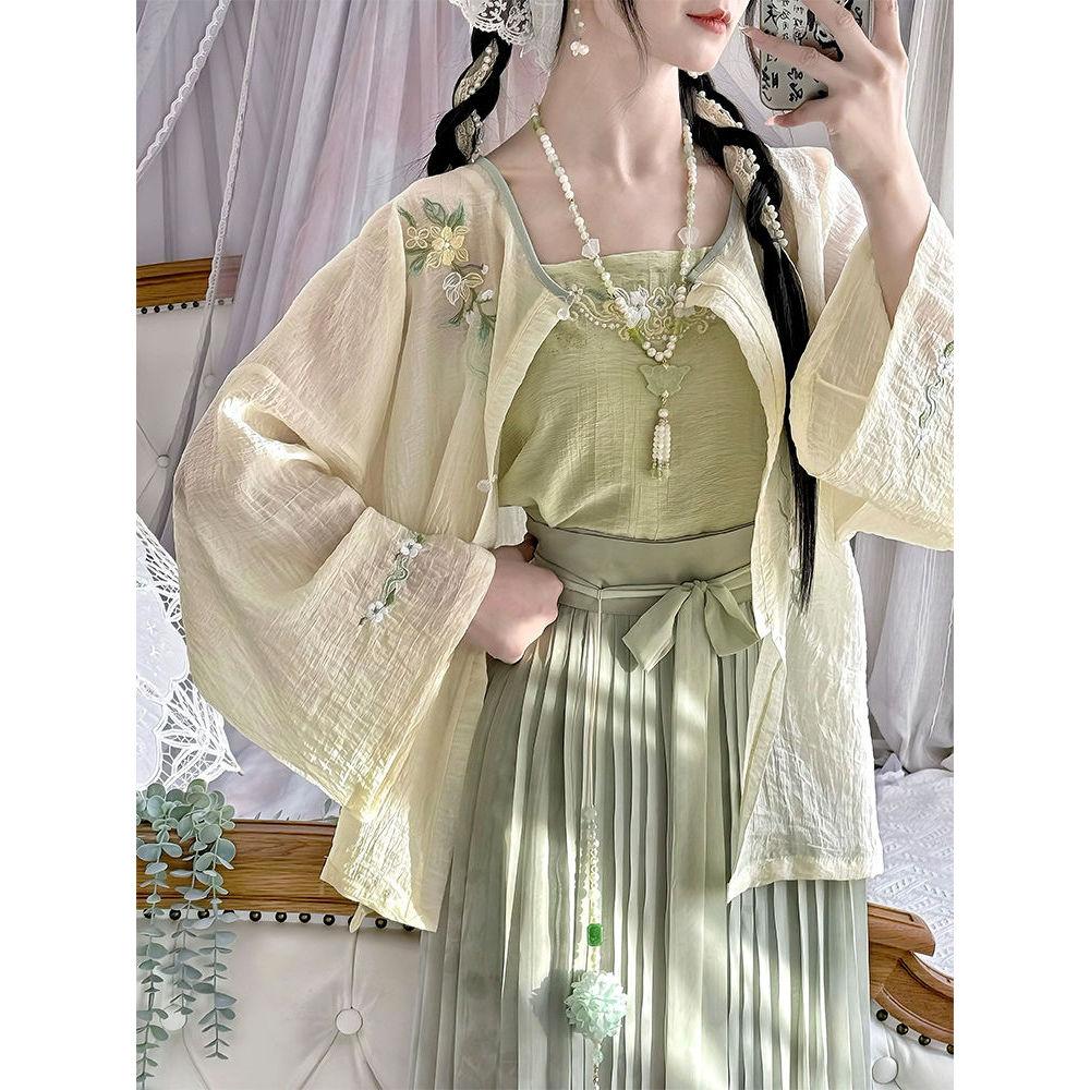Vyšívaný a prodyšný denní oblek ve stylu čínské dynastie Hanfu pro ženy