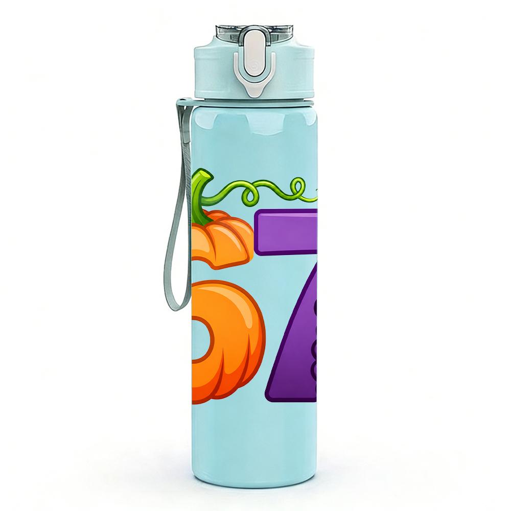 1PC 67 Grape Fruit Creative Lettering 750ml Color Plastic Water Bottle Leakproof Flip Straw Lid For Sports Office Home Use