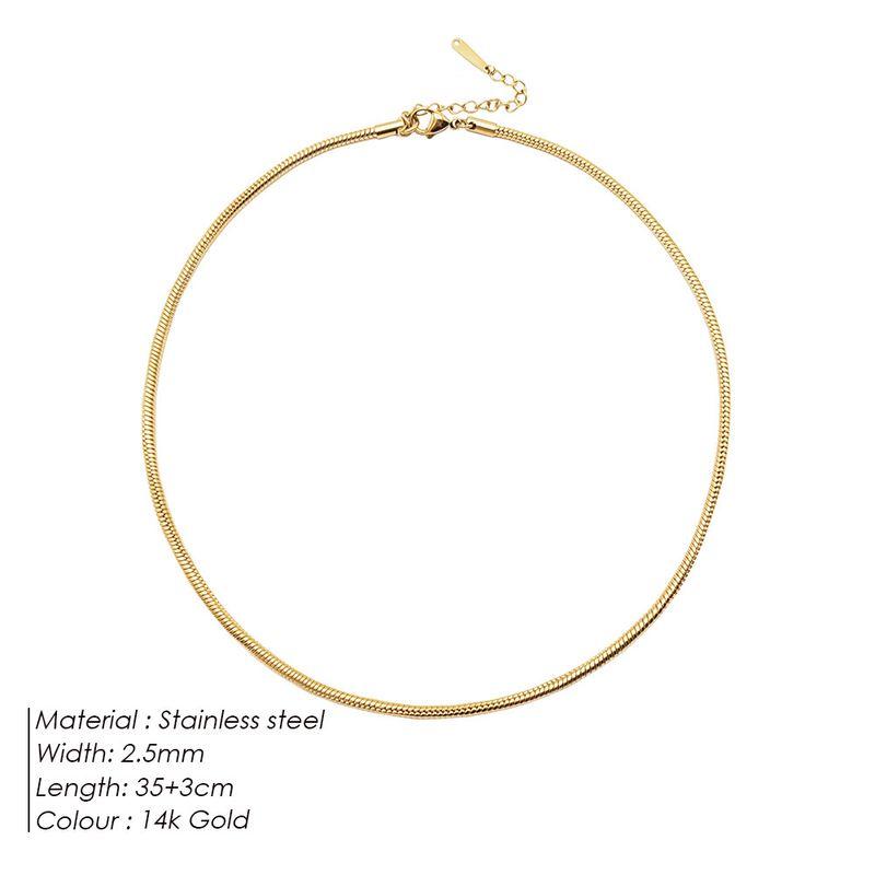 Steel Necklace Round Snake Chain for Women Simple Light Luxury Plain Chain Couple Clavicle Chain European and American Fashion Snake Bone Chain