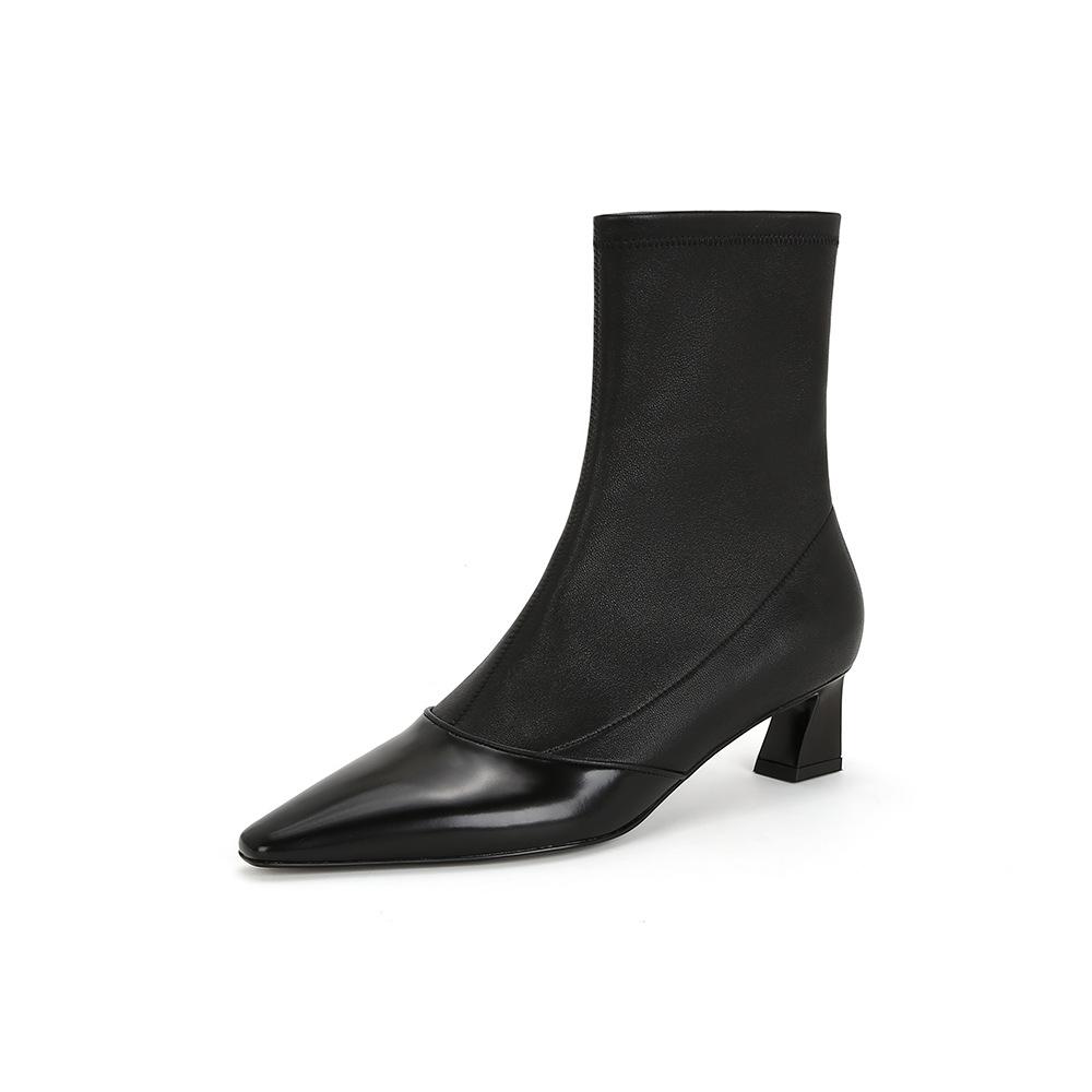 

[sheii Su Yinyin] Big female lead~ pointed elastic lambskin side zipper thin high-heeled short boots women s thin boots 35
